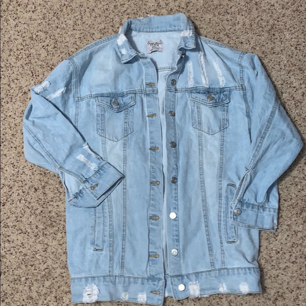 Oversized Distressed Denim Jacket